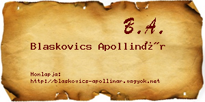 Blaskovics Apollinár névjegykártya
